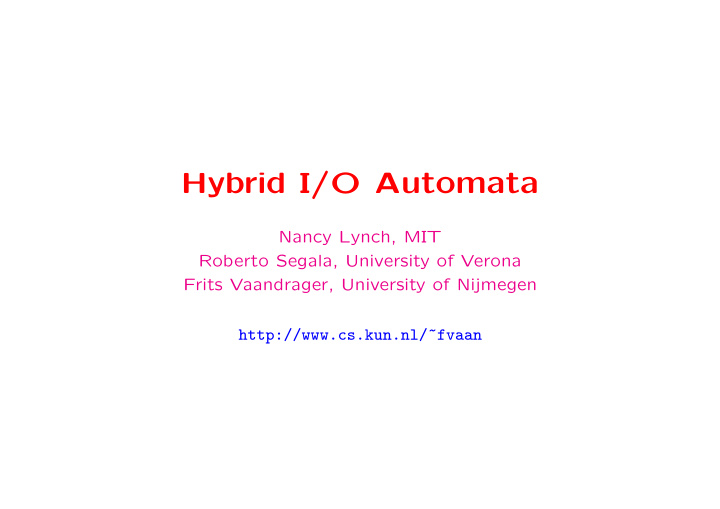 hybrid i o automata