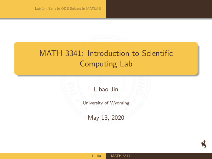 math 3341 introduction to scientific computing lab