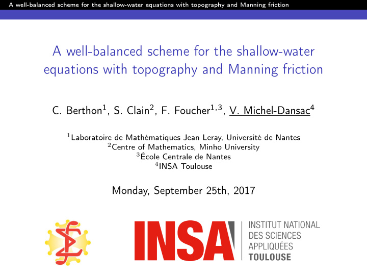 a well balanced scheme for the shallow water equations