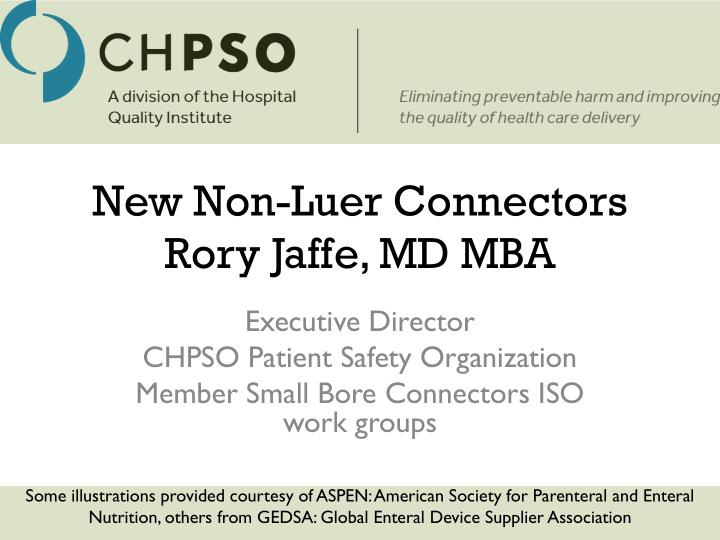 new non luer connectors rory jaffe md mba