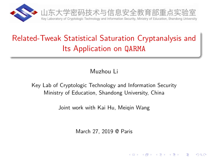 related tweak statistical saturation cryptanalysis and