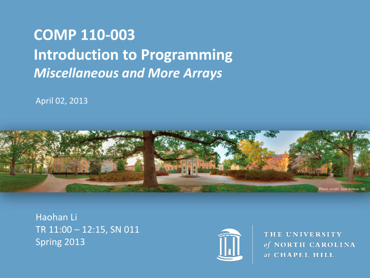 comp 110 003 introduction to programming