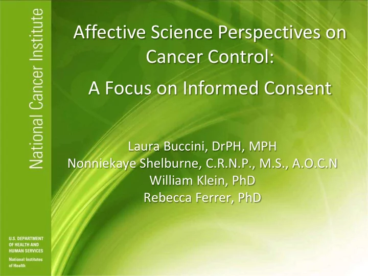 affective science perspectives on cancer control a focus
