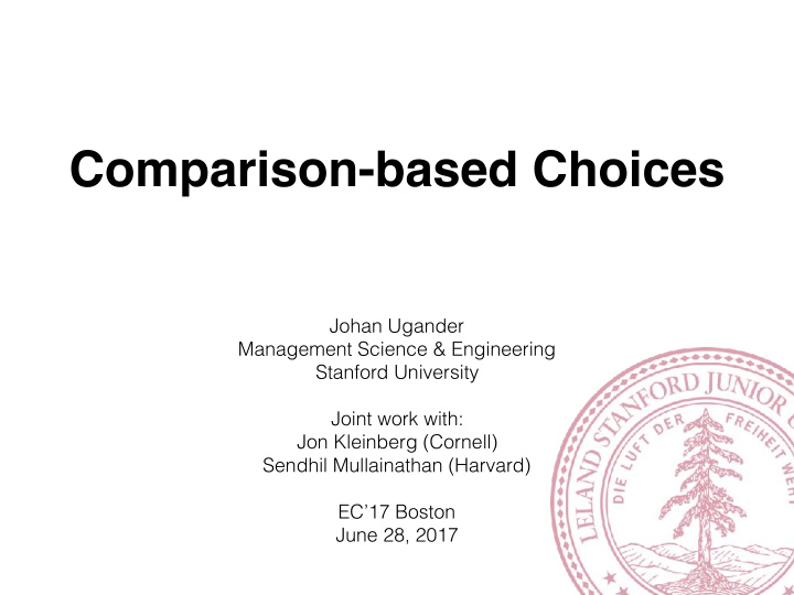 comparison based choices