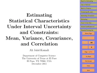 Estimating  Estimating Covariance . . .  Statistical Characteristics  Estimating . . .  Proof of