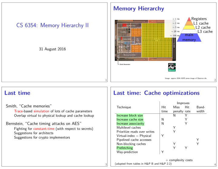 cs 6354 memory hierarchy ii