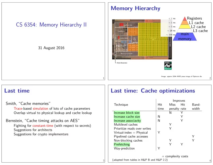 cs 6354 memory hierarchy ii