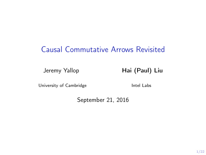 causal commutative arrows revisited