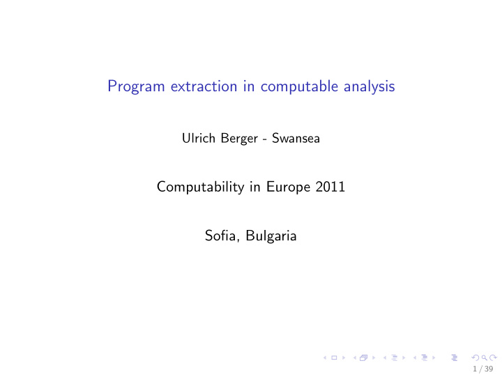 program extraction in computable analysis