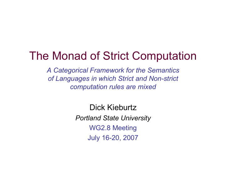 the monad of strict computation