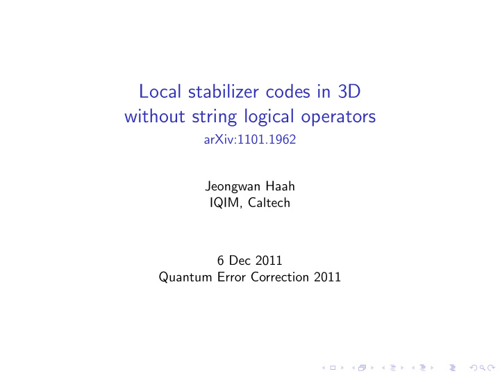 local stabilizer codes in 3d without string logical