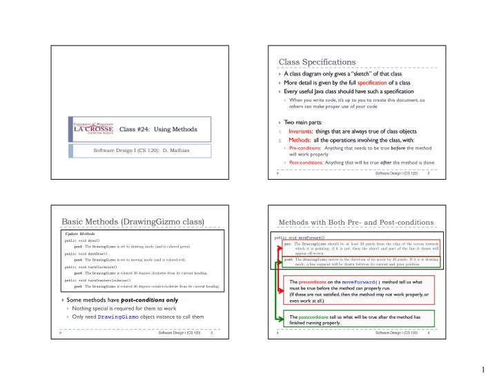 class specifications
