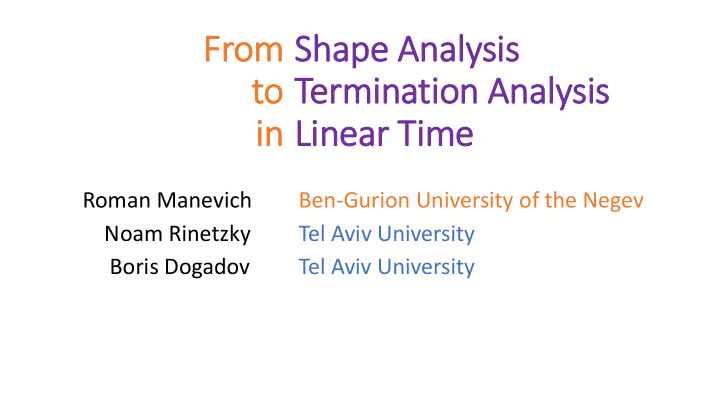 to to termination analysis