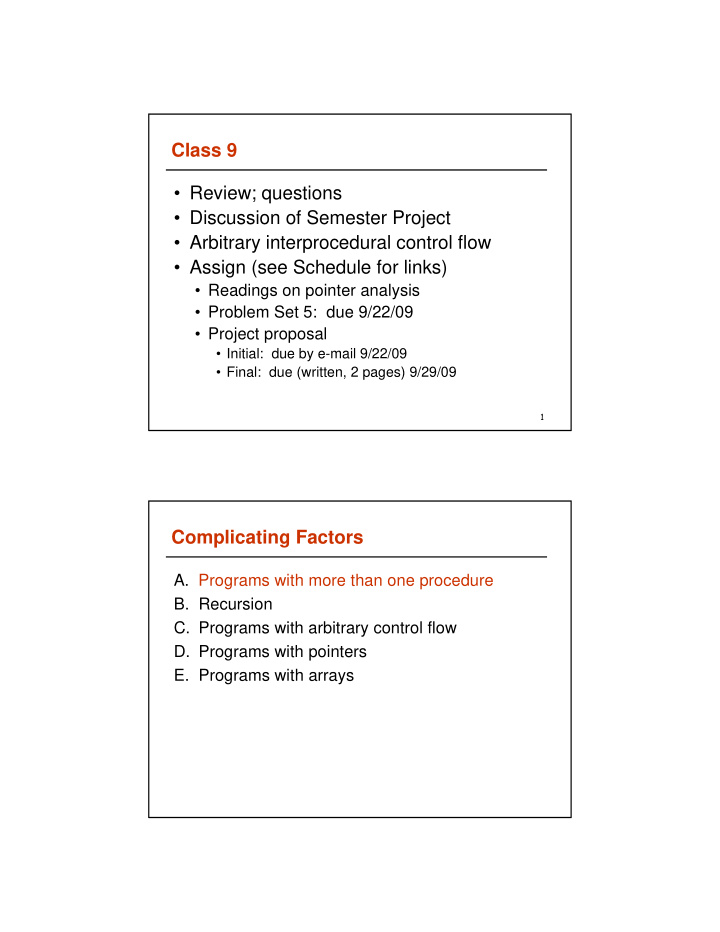 class 9 review questions discussion of semester project