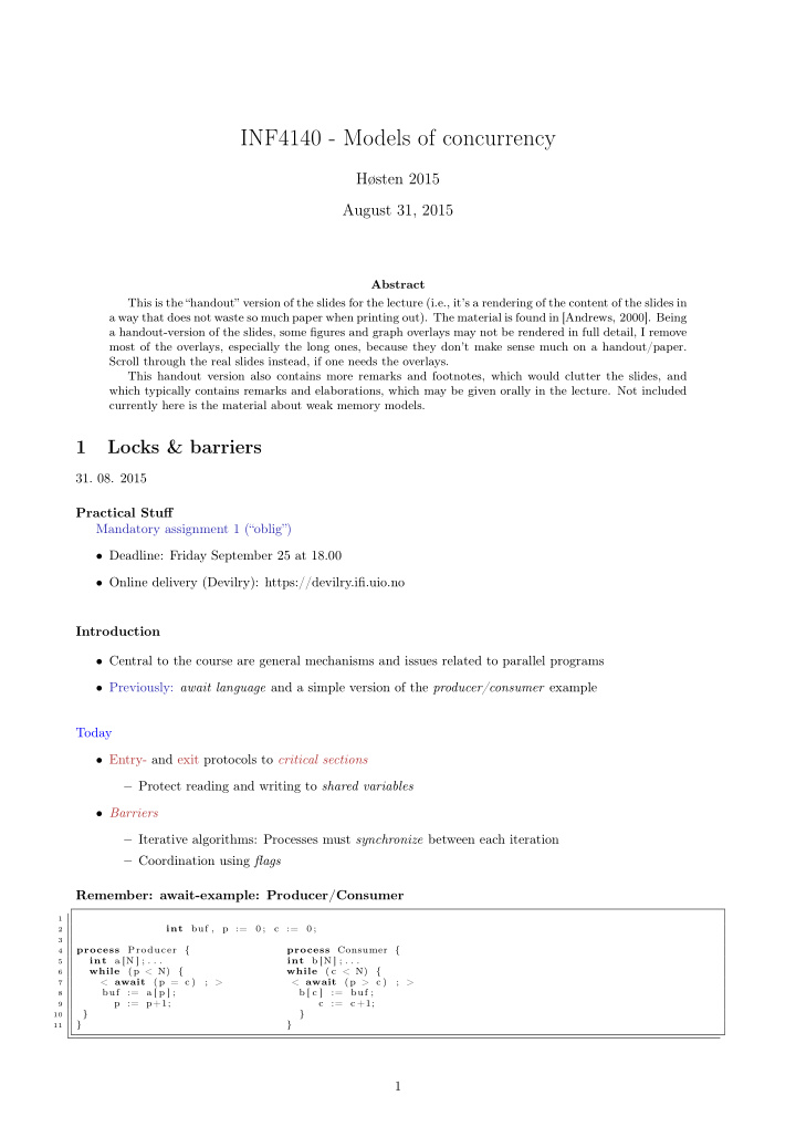 inf4140 models of concurrency