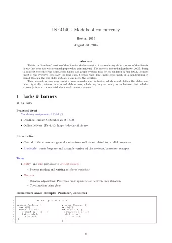 INF4140 - Models of concurrency  Hsten 2015  August 31, 2015  Abstract  This is the handout