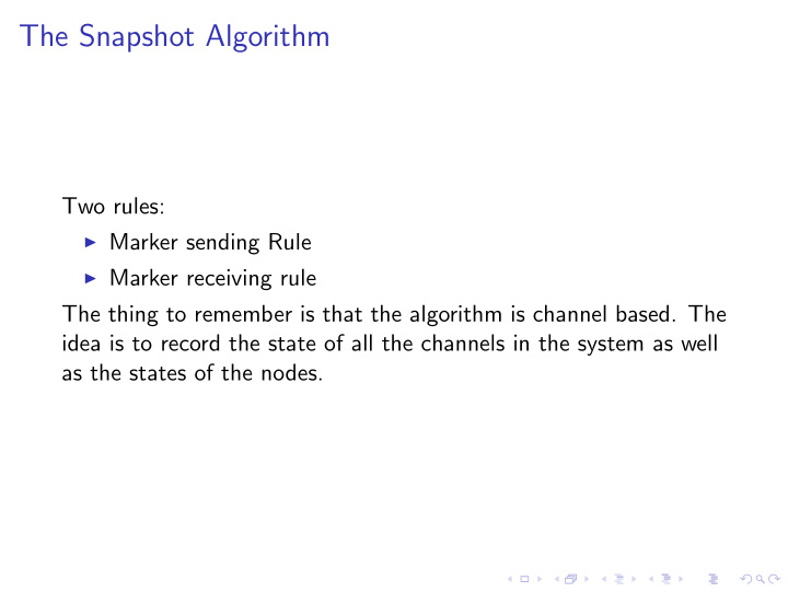 the snapshot algorithm