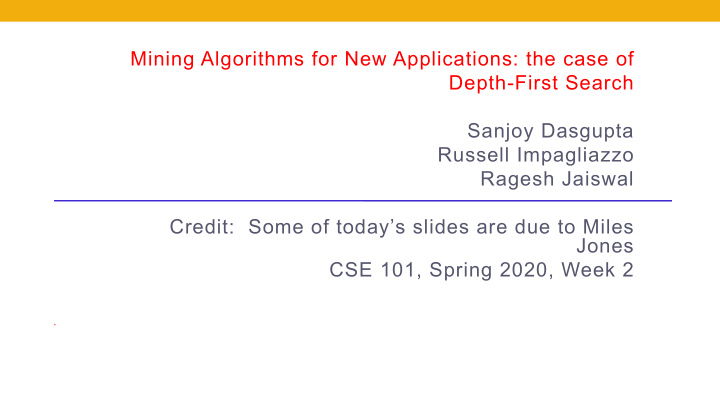 mining algorithms for new applications the case of depth