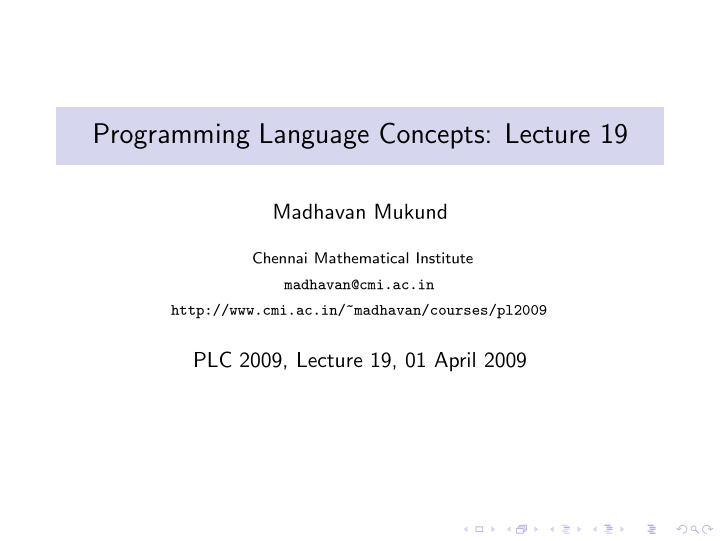 programming language concepts lecture 19