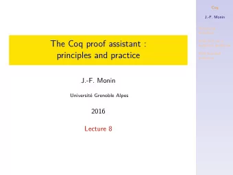 The Coq proof assistant :  inductive predicate  principles and practice  Well-founded  induction