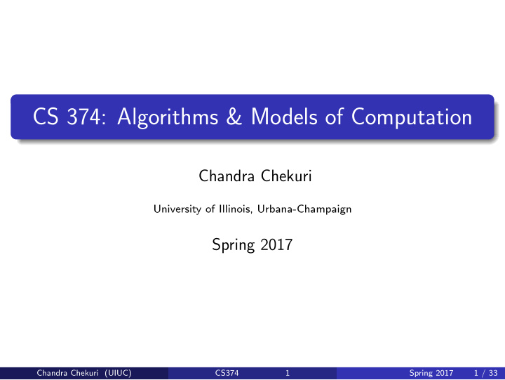 cs 374 algorithms models of computation