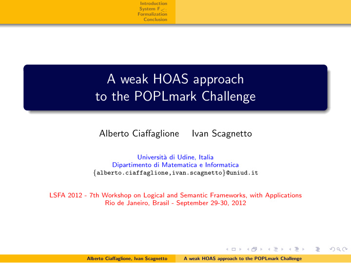 a weak hoas approach to the poplmark challenge