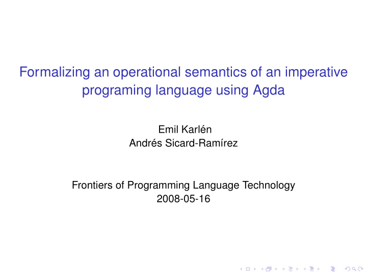 formalizing an operational semantics of an imperative