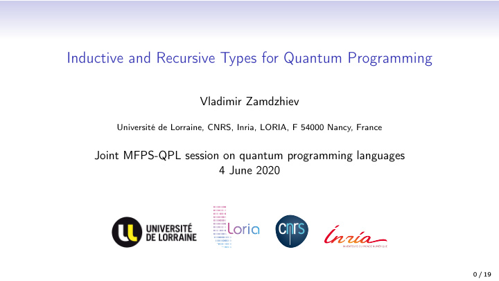 inductive and recursive types for quantum programming