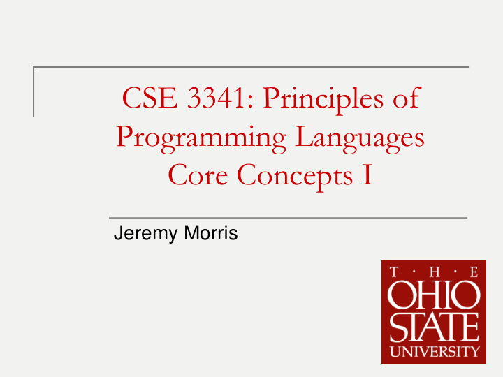 cse 3341 principles of programming languages core
