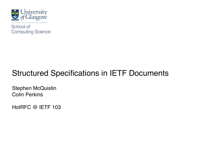 structured specifications in ietf documents