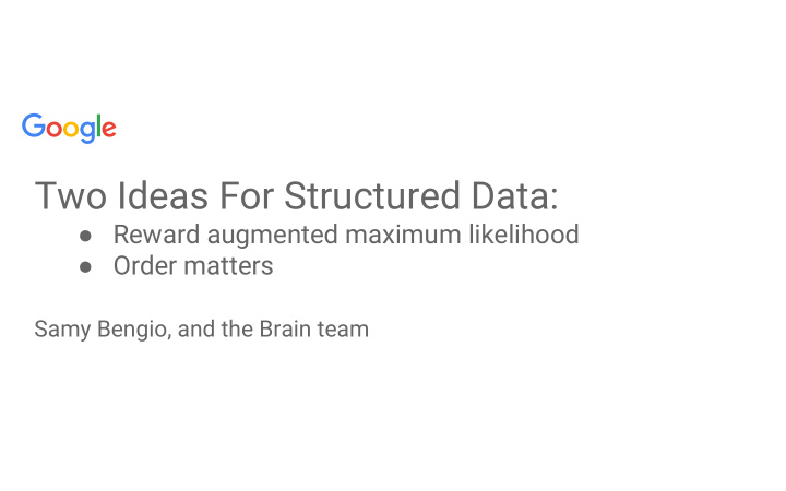 two ideas for structured data