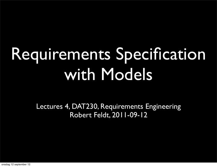 requirements specification with models