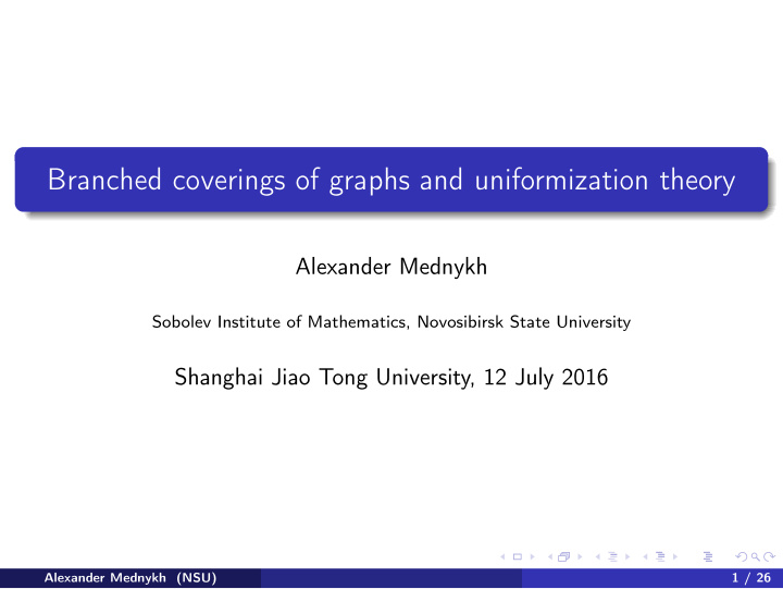 branched coverings of graphs and uniformization theory