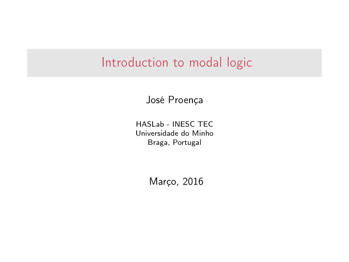 introduction to modal logic