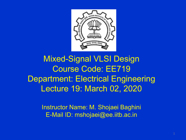 mixed signal vlsi design course code ee719 department