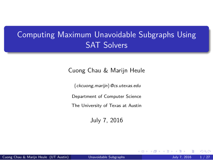 computing maximum unavoidable subgraphs using sat solvers