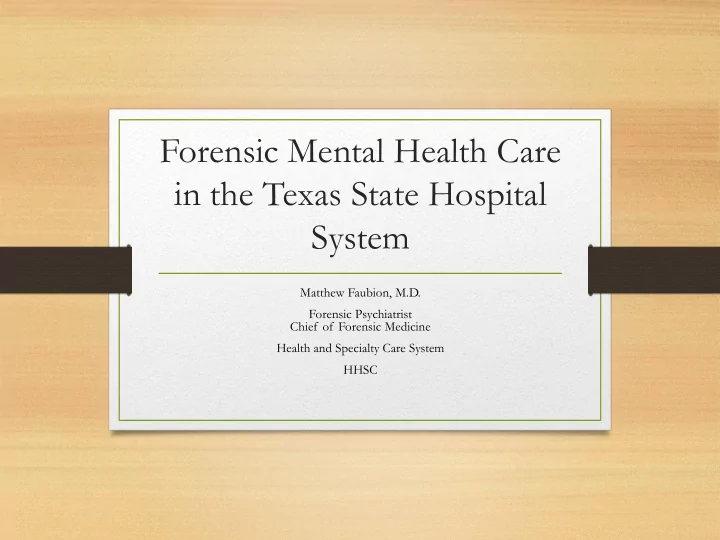 forensic mental health care