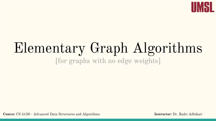 elementary graph algorithms