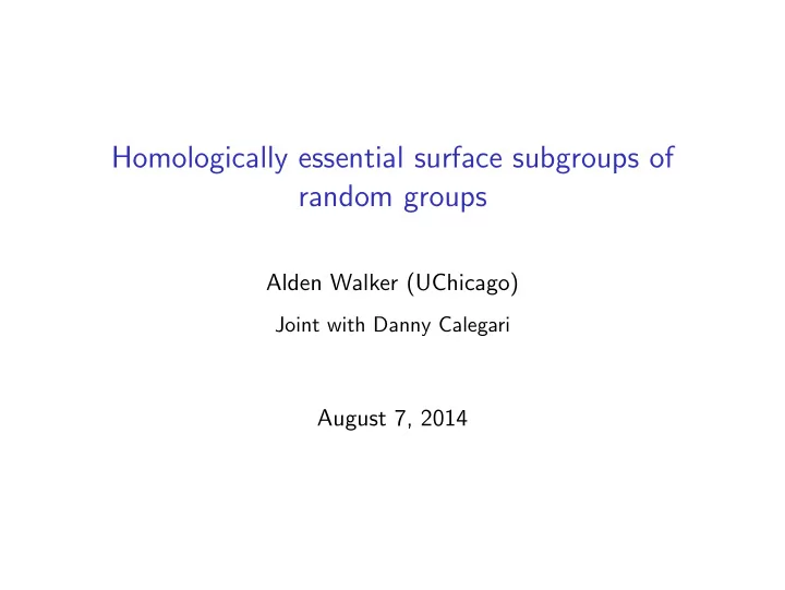 homologically essential surface subgroups of random groups