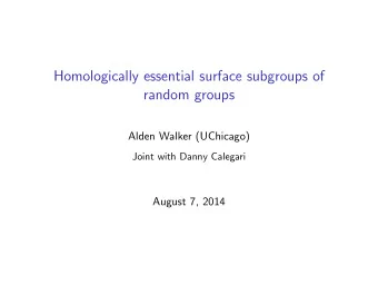 Homologically essential surface subgroups of  random groups  Alden Walker (UChicago)  Joint with