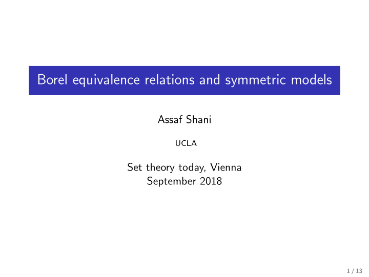 borel equivalence relations and symmetric models