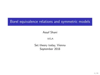 Borel equivalence relations and symmetric models  Assaf Shani  UCLA  Set theory today, Vienna
