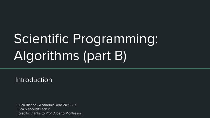 scientific programming algorithms part b