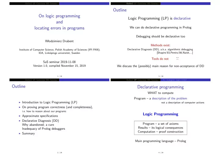 outline on logic programming