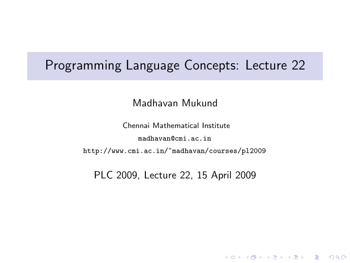 programming language concepts lecture 22