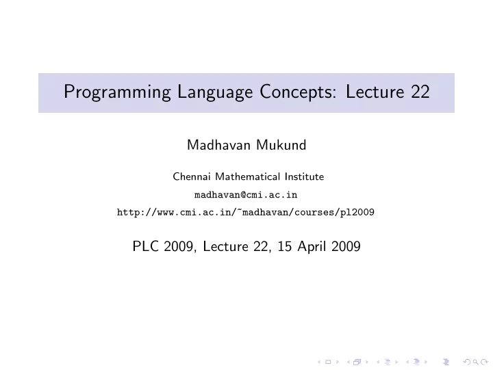 programming language concepts lecture 22