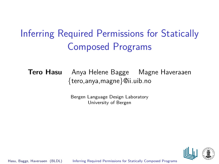 inferring required permissions for statically composed