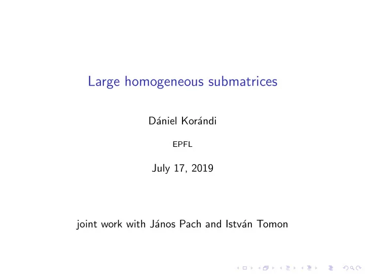 large homogeneous submatrices