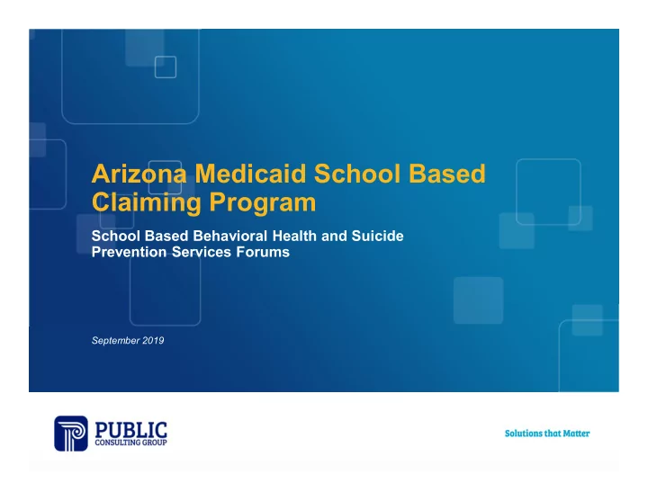 arizona medicaid school based claiming program