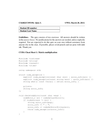 CS4402/CS9535b: Quiz 3.  UWO, March 28, 2013. Student ID number : Student Last Name :  Guidelines.